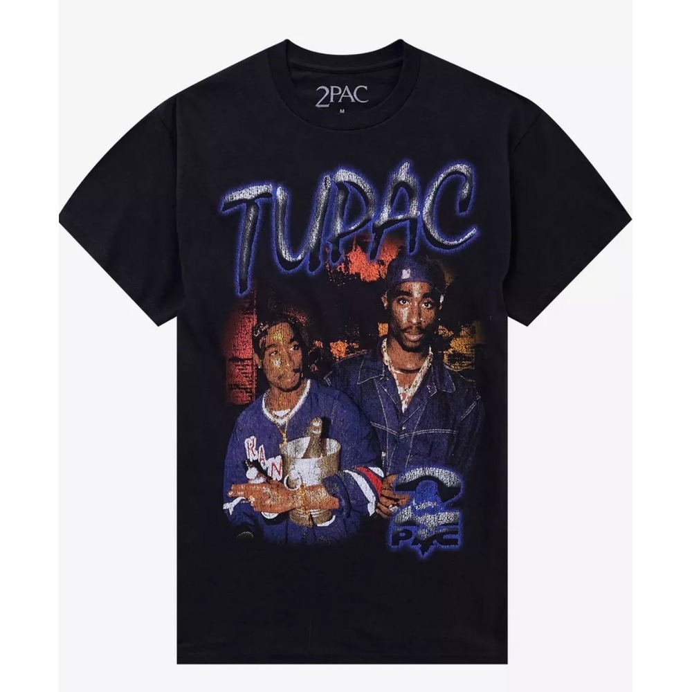 2Pac Graphic T-Shirt Mens Small Black NWT Vintage Style Hip Hop Rap Tee